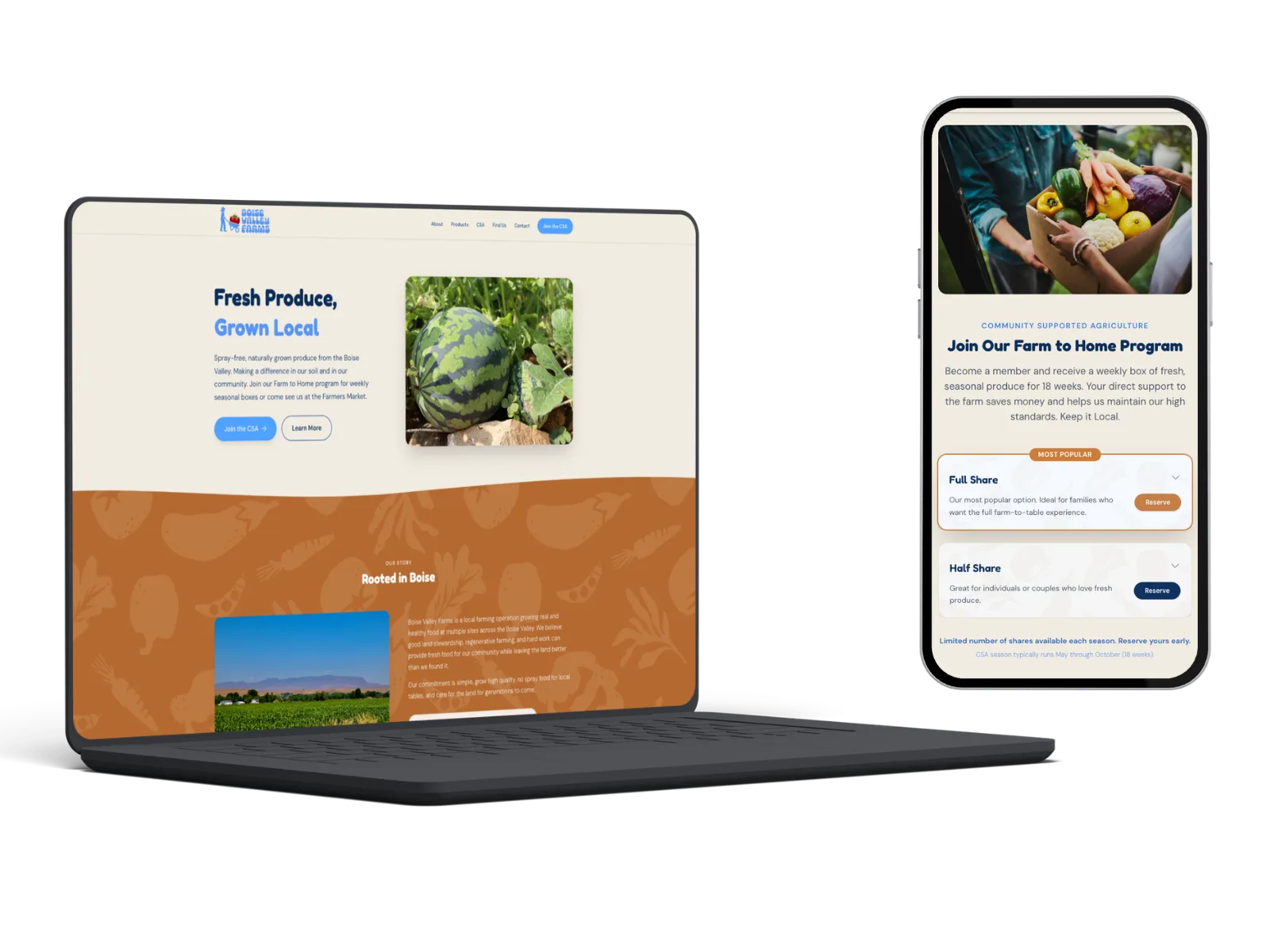 Boise Valley Farms website mockup