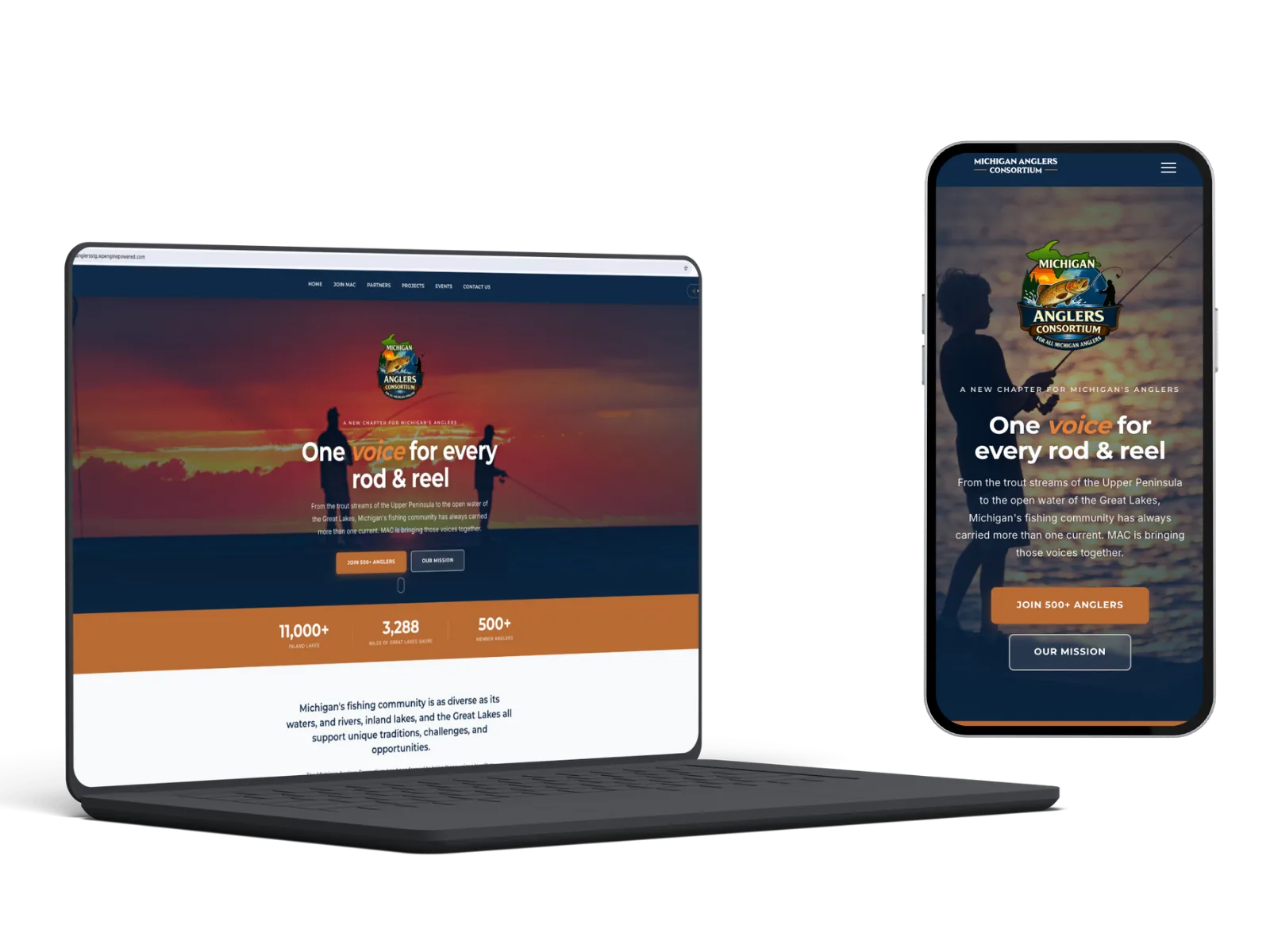 Michigan Anglers Consortium website mockup